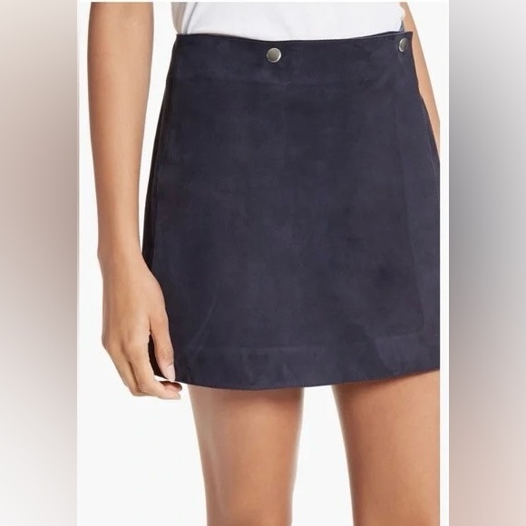 Theory Murta Leather Mini Wrap Skirt with Snaps - Picture 7 of 8